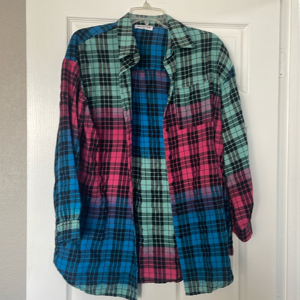 Long plaid button up